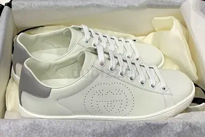Gucci Ace Perforated Interlocking G White Grey Sneakers40,5