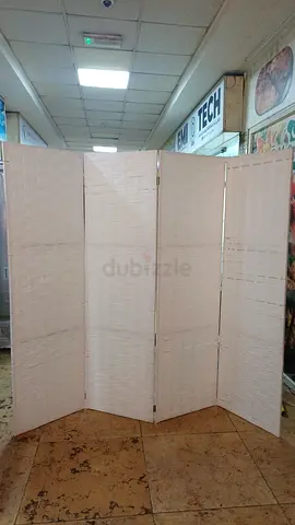 4-panel Folding Room Divider / Privacy Screen - Light Beige