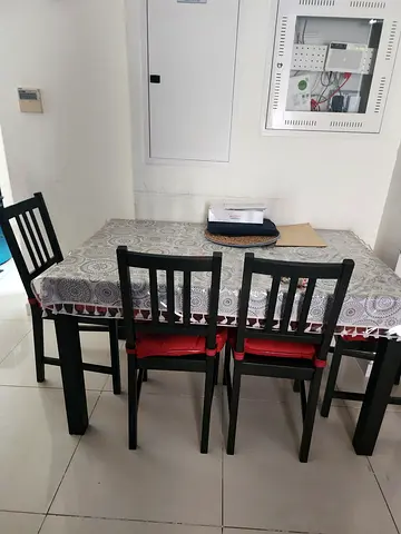 Wooden Dining Table with 4 Chairs - Dark Finish