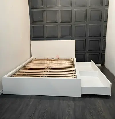 Ikea Queen White Malm bed frame with Ikea Queen Mattress