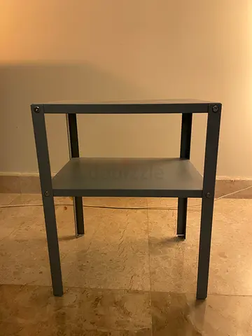 Small metal side table / bedside table in grey
