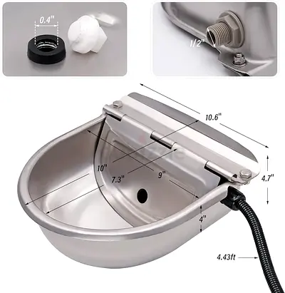 Stainless Steel Automatic Livestock/Calf Waterer Bowl with Float Valve