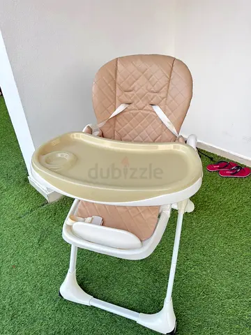 Giggles Beige padded baby high chair with removable tray - good condition