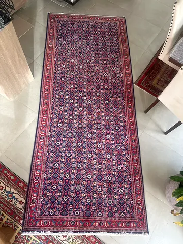Vintage 85 year-old Persian carpet Long Traditional Middle Eastern Runner Rug - Excellent Condition