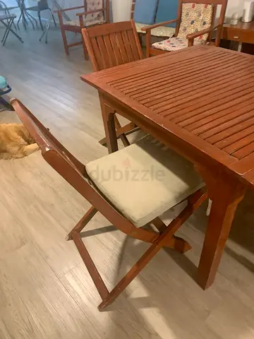 Solid Wood Folding Dining Table with 2 Matching Chairs