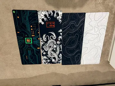 Set of 4 Large Gaming Desk Mousepads — Different Designs, Good Condition