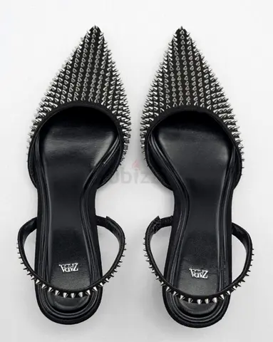 Zara Studded Heeled Slingbacks. Size 39