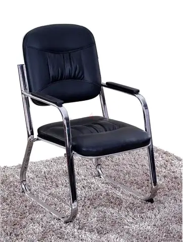 Black Leather Chrome Frame Visitor Office Chair - Good Condition