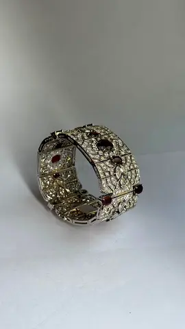 Vintage white 18k gold bracelet with diamonds  rubies
