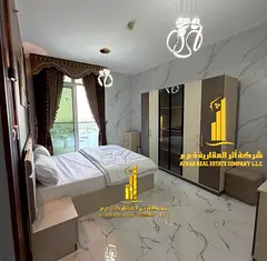 Sea view. Luxurious one-bedroom apartment with a balcony. Ajman, Oasis Tower. Fully furnished, avail