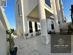 5 furnished master bedrooms, large living room, men's majlis, fully equipped kitchen, central ai