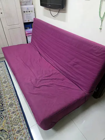 Purple 3-Seater Sofa Bed / Futon — Compact and Comfortable