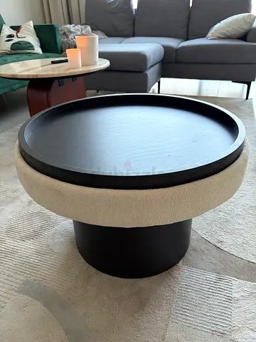 Round Drum Coffee Table — Dark Wood