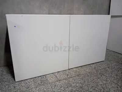 White floor-Mounted Cabinets with Shelves