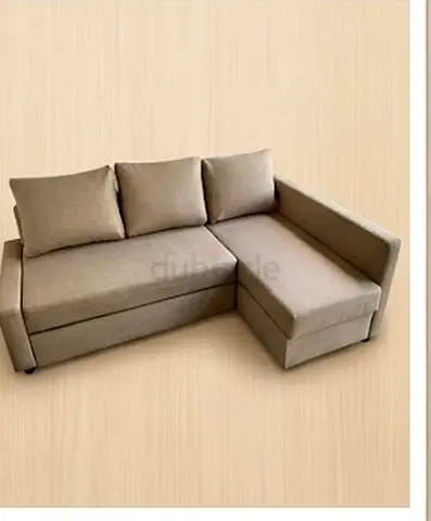 Comfortable Beige L-Shape Sectional Sofa bed with storage