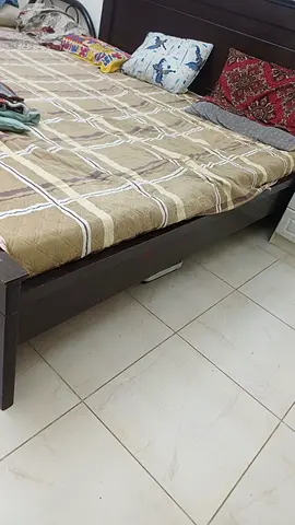 King wooden bed frame with mattress - good condition