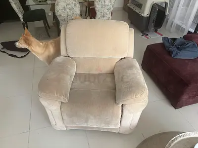 Recliner with white upholstery