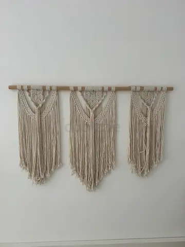 Handmade Macramé Wall Hanging - Triple Panel Boho Decor
