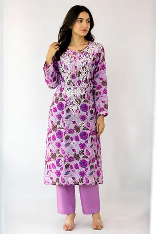 Handmade Chikankari plus size cotton Kurti