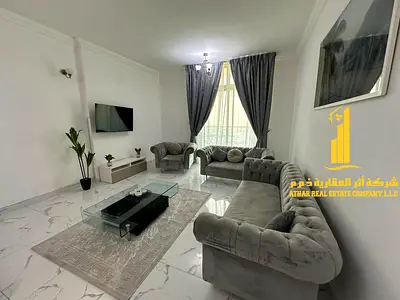 شقة غرفتين وصالة مفروشة للإيجار الشهري في عجمان - الراشدية - أبراج الواحه - بأكبر المساحات - الإيجار شامل جميع الفواتير و الإنترنت مع جيم , مسبح