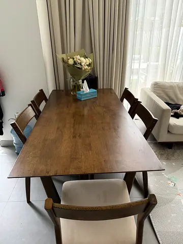 Solid Wood Dining Table with 4 Chairs - Good Condition