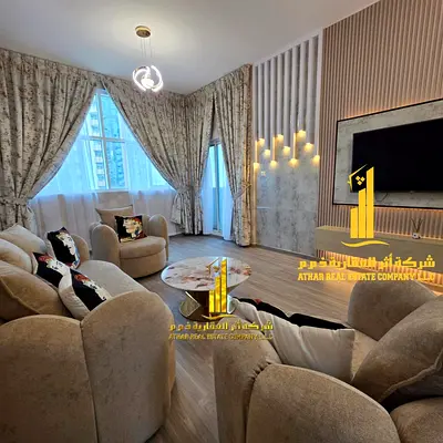 Furnished one-bedroom apartment with brand new hotel-style furniture for monthly rent in Ajman - Al Jurf 2 - next to Al Aqsa School