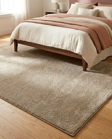 Neutral Beige Plush Area Rug — Thick, Soft $%! Style-250x350cm