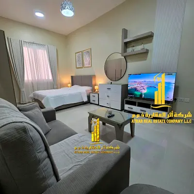 Furnished semi-detached kitchen studio with very high-end, brand-new furniture for monthly rent in Ajman - Al Jurf 2 - next to Delta Center