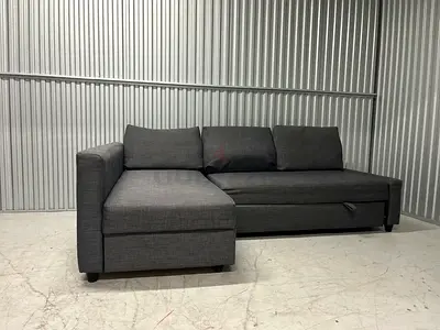Dark Grey L-Shaped Sofa-bed with Chaise - Good Condition