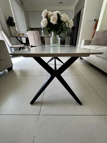 Modern Marmer dining table set with Salon table and 4 Chairs
