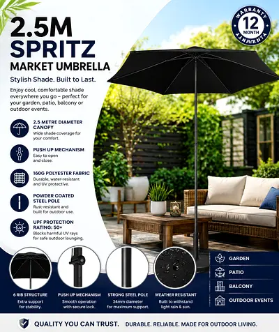 2.5M Spritz Market Umbrella Outdoor Patio  Garden Shade Umbrella