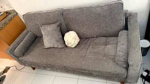 Comfortable 3-Seater Grey Sofa with Cushions