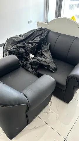 Black Leather 1-Seater Sofa - Good Condition single