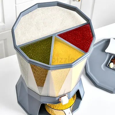 Large Rotating Rice  Grain Dispenser - Space-Saving Kitchen Organizer