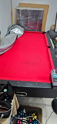 Red Felt Pool Table / Billiards Table - Good Condition