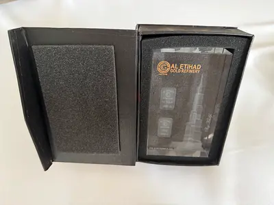 Al Etihad Gold Refinery - Crystal Glass Engraved 3D Model Burj Khalifa and Gold Bars