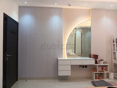 Wall-mounted Vanity Dressing Table with LED Arch Mirror