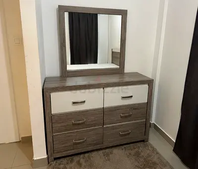 6-Drawer Dresser with Mirror - Grey Wood Finish