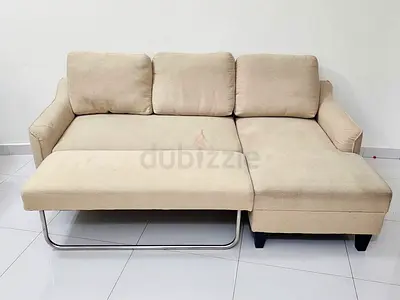 Sofa L shape beige colour convertible - only 150