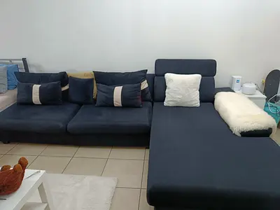Ikea Black L shape sofa with cushions