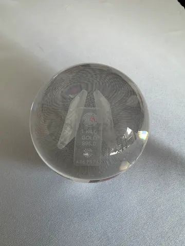 Gold Bars Laser Engraved Crystal Glass Sphere