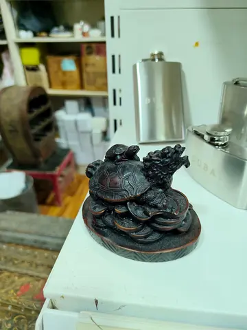 Feng Shui Resin Dragon Turtle Statue on Coin Base - (10x8x7 cm)