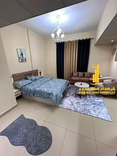 Luxurious fully furnished studio with separate kitchen and balcony ✨ Ajman Jasmine Towers. For mon
