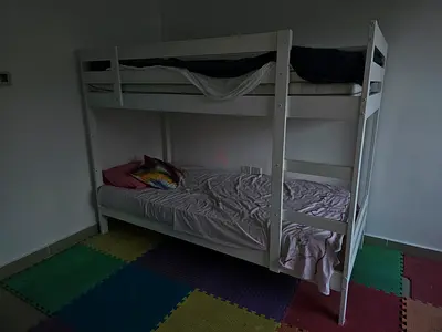 White Wooden Bunk Bed - Sturdy Twin Over Twin, Ready to Use