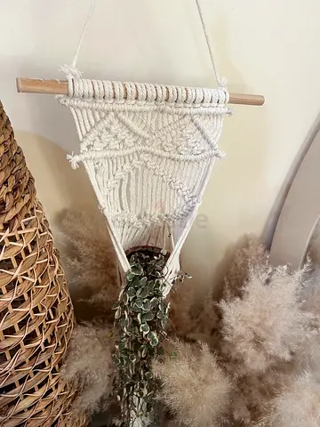 Handmade Macramé Wall Hanging Planter – Boho Neutral Décor(plant not included)