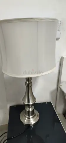 Classic Silver Table Lamp with White Fabric Shade