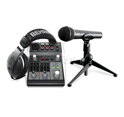 Behringer PODCAST STUDIO 2 USB Podcasting Bundle with USB Mixer, Microphone - Brand New