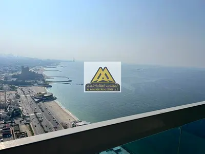 One-bedroom apartment with living room in Corniche, master, 2 bathrooms, 2 balconies, full sea view. AED 50,000 in 4/6 installments or AED 45,000, AED