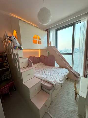 Kids princess slide bed with storage - light pink, excellent condition. Bunk bed slide bed