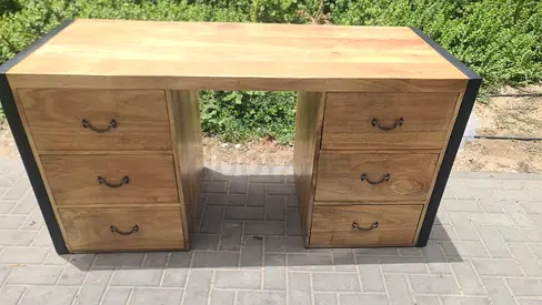 Pottery barn Solid Wood Double Pedestal Desk with Six Drawers